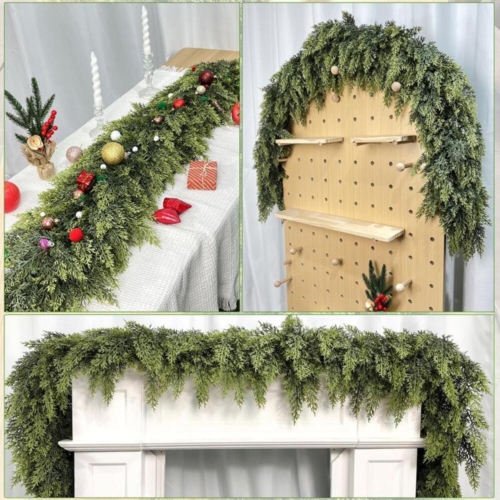 6 FT Artificial Cedar Garlands – Real Touch Winter Greenery for Holiday Décor