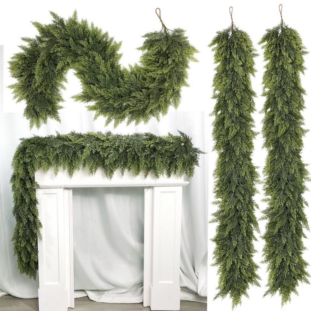 6 FT Artificial Cedar Garlands – Real Touch Winter Greenery for Holiday Décor